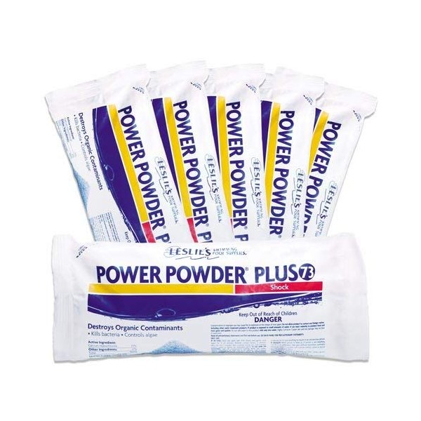 Leslie's Power Powder Plus Flagship Pool Shock and Super-Chlorinator, 1lb - 12 Pack