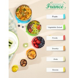 ROSSETTO Stainless Steel Food Container with Lids, 6pcs stackable Metal Lunch Box Container for Kids, Daycare, School, Travel | leakproof Sauce Salad Dressing Container to go, From 1.7oz to 33.8oz