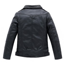 LOKTARC Boys Girls Spring Moto Faux Leather Jackets with Oblique Zipper Black 8-9 Years/Size 130