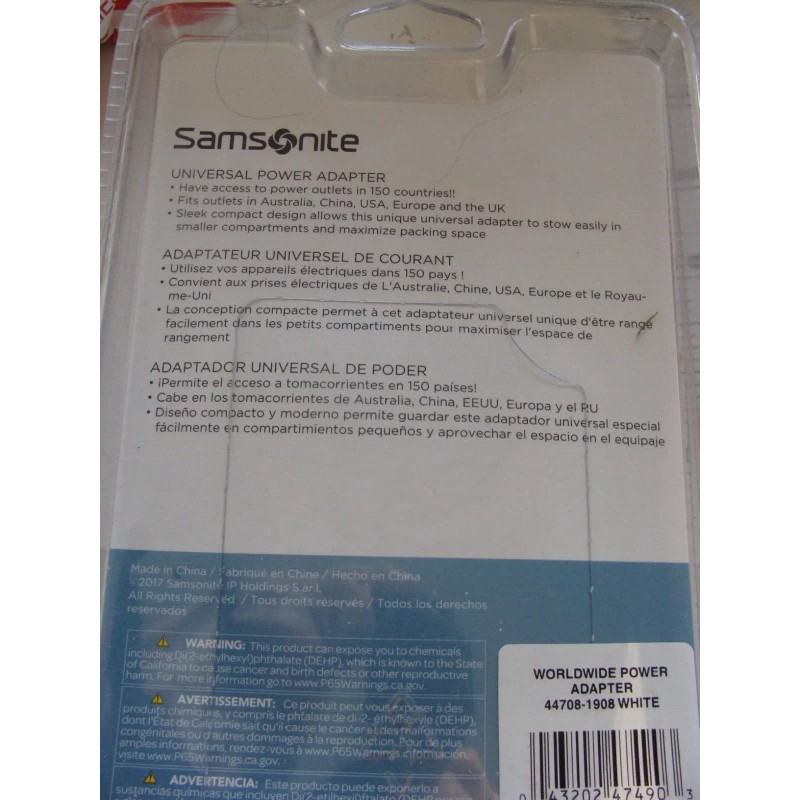 Samsonite NEW Samsonite Universal Power Adapter Access To Power Outlets