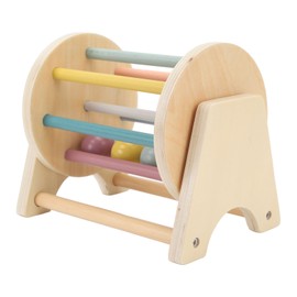 Wooden Rattle Rolling Drum Logic Thinking Hand Eye Coordination Safe Wood Durable Cylinder Rolling Drum for Toddler