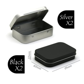 SLEEKEE 4 Pieces Metal Storage Box with Lid, Mini Writing Storage Box, Small Parts Storage Box, Fishing Tackle Storage Box, Rectangular Multi-Purpose Iron Box