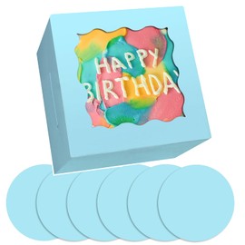 Bakepacker 36pcs 6x6x5 Inches Cake Boxes with Window, 18-Pack Light Blue, 6 Inch Bakery Boxes (18 Cake Boxes + 18 Cake Boards Included)