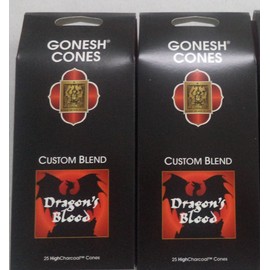 Gonesh Incense Cones, Dragon's Blood - Set of 2 Packs of 25, Total 50