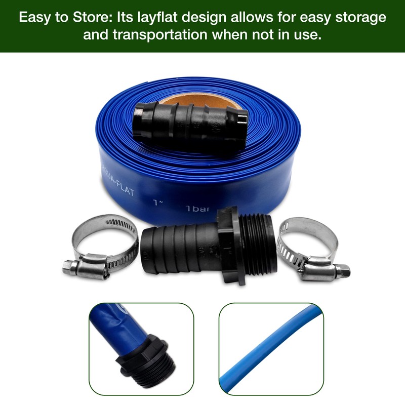 Ultimate Layflat Discharge Hose Pipe Set - 10m x 25mm