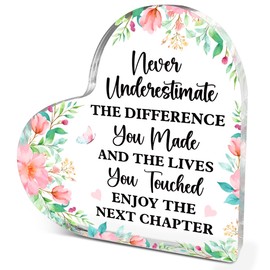 EWDMOUK Retirement Appreciation Gift For Colleague, Thanksgiving Gifts For Women, Never UnderestimateThe Difference You Made Heart Acrylic Decor, Retirement Goodbye Gift For Teacher Nurse Clerk
