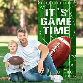 Football Door Cover,Football Party Decorations, It's Game Time Banner Rugby Tailgate Theme Hanging Banner for Game Day Touchdown Sport Birthday Party Indoor Outdoor Supplies