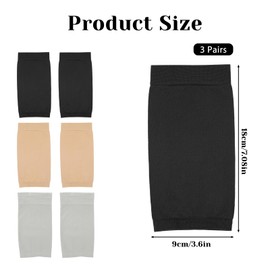3 Pairs Tattoo Cover up Sleeve, 7.7 X 4.1 Inch Forearm Concealer Support, Anti-Slip Fashion Sleeves for Women Men, Tattoo Aftercare UV Protection Over sleeve (Black, Skin Color, grey)