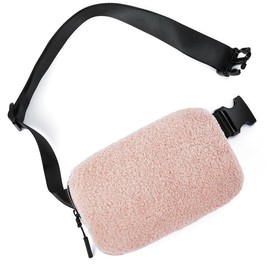 Telena Belt Bag for Women Men Fashionable Crossbody Fanny Pack for Women Trendy Waist Bag with Adjustable Strap Fleece Sherpa beltbags Compact Springtok - Color: Sherpa Pink