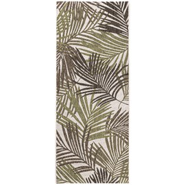 GAD Yarpeq Premium Tropical Palm Tree Leaves Indoor Outdoor Area Rug (Cream/Green, 2'7"x 6'6" Runner)
