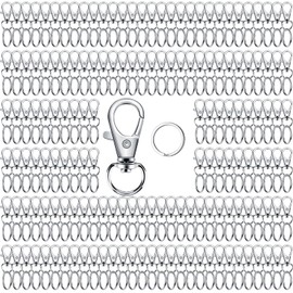 Highergo 360 Pcs Keychains Clips with Key Rings 180 Pcs Metal Swivel Snap Hooks and 180 Pcs Key Chain Rings Lobster Claw Clasp with Key Rings Keychain Clips Bulk Key Chain Making Kit for Crafts