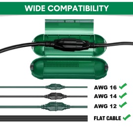 16 Pcs Outdoor Extension Cord Safety Cover Water Resistant Capsule Protector for Wire Holiday Lights Outlet Electrical Waterproof Weatherproof Plug Cover Cord Connectors Cover Connection Box(Green)