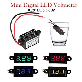 Mini Digital Voltmeter DC 0.28 Inch LED Display, Measuring Range DC 3.5V-30V Two-Wire Voltage Tester, 4 Colors: Red/Yellow/Green/Blue (Red)