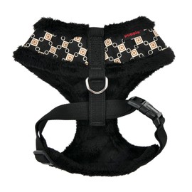 Puppia Jace Dog Harness Over-The-Head Warm Winter Diamond Pattern Adjustable Chest for Small and Medium Dog, Black, Small