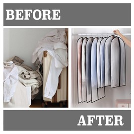 5 PCS Dust-Proof Garment Bags for Hanging Clothes, Clear Clothes Garment Cover Bags, PEVA Breathable Clothes Protectors with Full Zipper for Closet Clothes Storage (100x60cm)