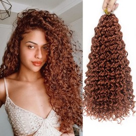ENBEAUTIFUL 18 Inch 8 Packs Curly Crochet Hair Beach Curl Water Wave Crochet Hair Deep Wave Wavy Braids Curly Crochet Hair For Black Women(18inch, 8packs, Ginger)