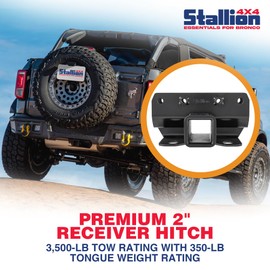 Stallion Premium 2” Receiver Hitch - Fits Ford Bronco 2021-2023 - Towing Hitch Receivers 2022 Ford Bronco Trailer Hitch Ford Bronco Hitch Cover Bronco Tow Hitch - 3500-lb Tow, 350-lb Tongue Rating