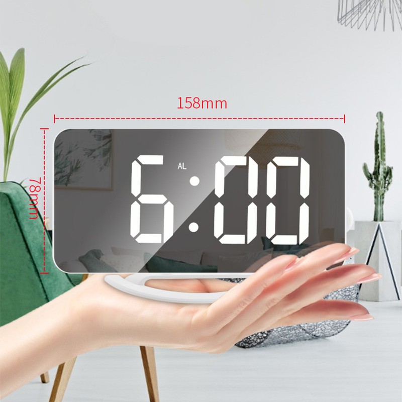LED Mirror Clock Mini Digital Alarm Clock Table Clock with