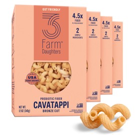 Three Farm Daughters High Fiber Pasta Cavatappi Pack, Low GI, Non GMO Cavatappi Pasta Noodles, Low Net Carb, Made in the USA, 12 oz. (4 Pack)