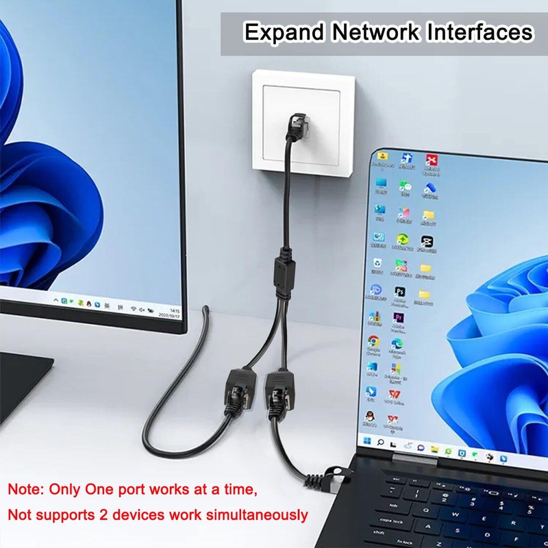 ukiism Ethernet Splitter 1 to 2, RJ45 Internet LAN Network
