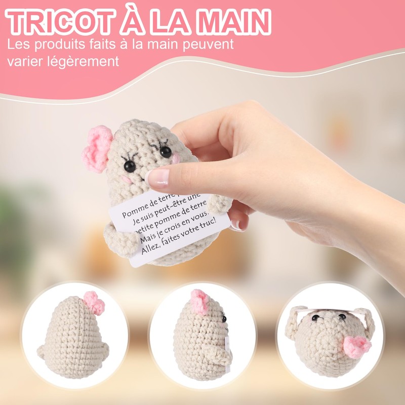 Positive Potato Crochet, Smile Cute Funny Positive Potato with French