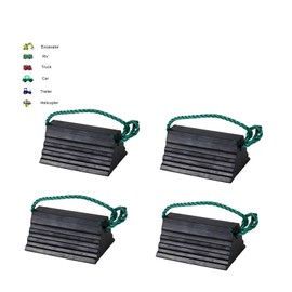 Tiousmoky Wheel Chocks, Heavy Duty Wheel Chock with Rope, Rubber Wheel Chocks for Boat Trailers, RV, Truck, Camper, 4 Pack