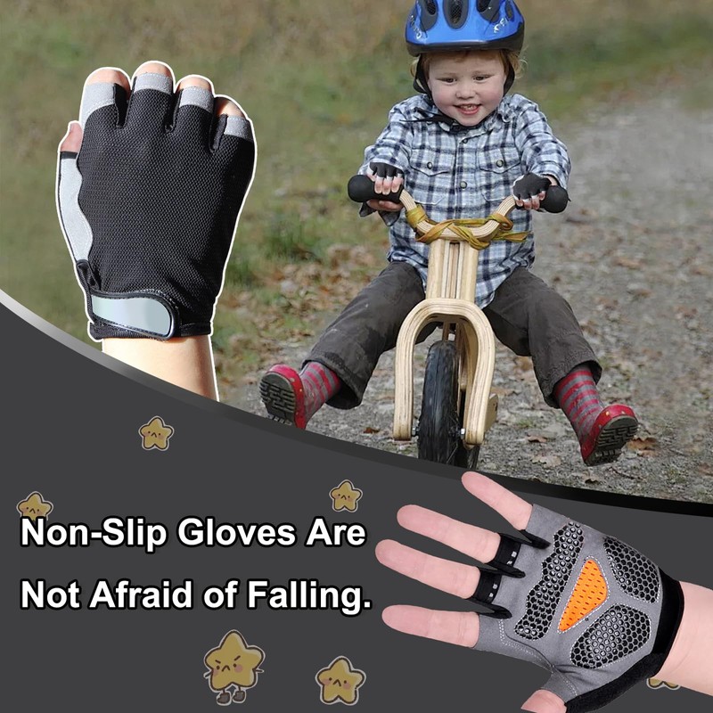 CubePlug Kids Boy Girl Cycling Climing Half Finger Gloves GEL