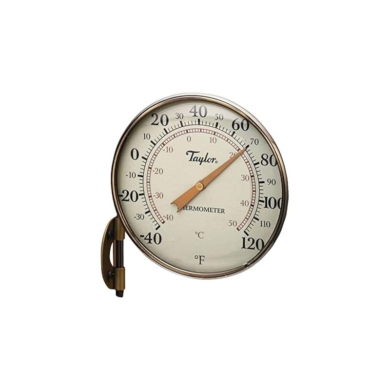 Taylor Heritage Metal Dial Thermometer, Easy to Read Numbers for