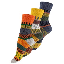 Vincent Creation 3 Pairs of Norwegian Socks, Colourful Hygge Socks, Women & Men Wool Socks, Set 2