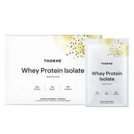 THORNE THORNE - Whey Protein Isolate - 21 Grams of Easy-to-Digest Whey Protein Powder - NSF Certified for Sport - Vanilla - 13.79 Ounces - 14 Packets