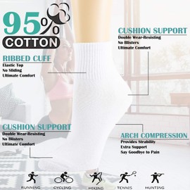 NevEND 6 Pairs Women's Mini Crew/Ankle Cotton Athletic Socks with Thick Cushioned M White