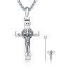 Adnix Cremation Necklace Jesus Christ Crucifixion Cross Urn Necklace 925