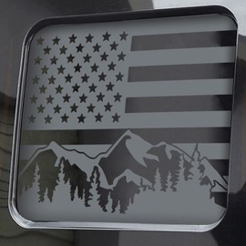 Zhizhong Rear Middle Window Decal Fit F150 F250 F350 2015-2022, American Flag Snow Mountain Back Sliding Window Sticker