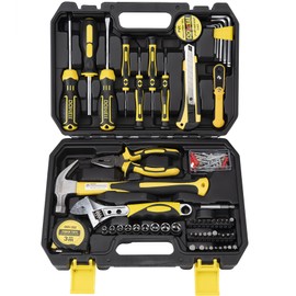 DOWELL Tool Set, Auto Repair Household Tool Kit with Socket, Wrench, Screwdriver, Bits Set and Plastic Toolbox Storage Case, HYT128 (128 Pieces)