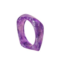 Chunky Transparent Resin Square Bangle - Retro Geometric Acrylic Wristband for Women, Multi - Color Statement Jewelry (Purple)