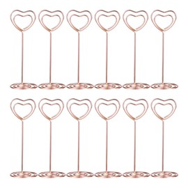 Toddmomy 12 Pcs Heart Photo Holder Place Holders Table Number Stands Picture Holder for Wedding Party Sign Food Cards Label,Rose Gold