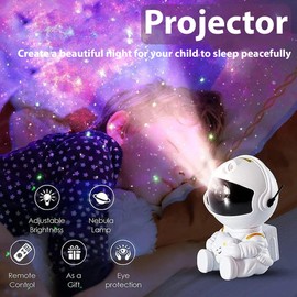 INDOTEAM Astronaut Galaxy Projector Night Light - Nebula Star Projector Night Lights Starlights Spaceman Light – USB Powered 360 Degree Adjustable Spaceman – with Timer and Remote Control
