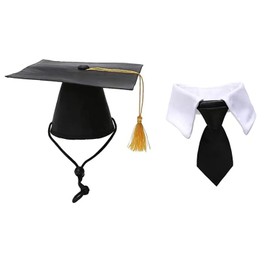 NAUZE 2Pcs Pet Graduation Caps and Neck Tie Dog Graduation Hats with Tassel Mini Animal Graduation Hat for Dogs Cats Graduation Party Dress Costume Accessory