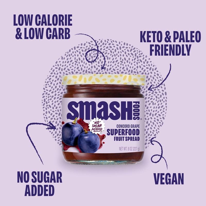 Smash Foods Grape Jam | Low-Calorie, No Sugar Added Keto