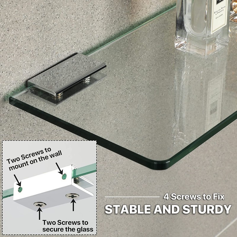 SAYAYO Floating Glass Shelves for Bathroom, Tempered Glass Shelf for