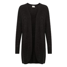 KAFFE Women's Mid Thigh Long Sleeves Cardigan Sweater, Black Deep