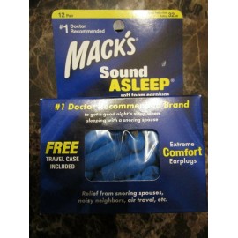 Macks Mack's Sound Asleep Foam Earplugs Noise Snoring Airplane Nascar Work 2140-TC