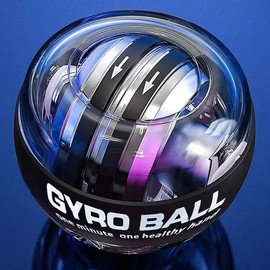 Portable Gyro Power Ball, Wrist Power Gyro Ball, Hand Forearm Strengthener, Wrist Trainer, Muscle Training Powerball, Wrist Exercise Equipment, Portable Hand Strengthener - Color: Black with light, Specification: one-size