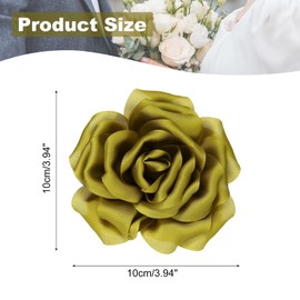 PATIKIL Silk Satin Flower Brooch Pin 4", Large Peony Floral Lapel Pin for Women Wedding Party Birthday Dance Banquet Dress Clothes Hat Bag Decoration, Yellow