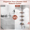 32-122inch Corner Shower Caddy Tension Pole Brown, Rustproof Drill-Free Shower