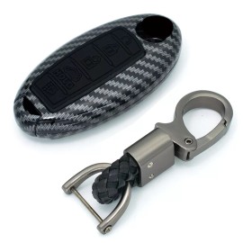 Unbranded 5  Buttons Key Case for Nissan Altima Maxima Carbon Fiber Remote Key Fob Cover
