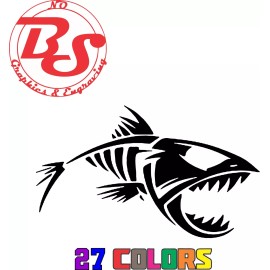 noBS graphics 6" Fish On Skeleton Hook Fishing Vinyl Decal Lake River Ocean Salt Water noBS - 6", Fish Skeleton Simple