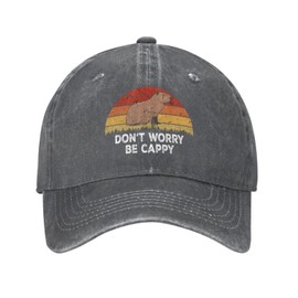 FLALORI Dont Worry Be Cappy Capybaras Hat Men Dad Hats Adjustable Caps Deep Heather
