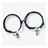 Set 2 Pulseras Para Parejas Imán Astronauta Brilla Oscuridad Color