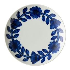 NISHIYAMA Daisy Plate, Flat Plate (Blue, 7.1 inches (18 cm), 1 Piece, Floral Pattern), Hasami Ware, Made in Japan (Moven-safe, Dishwasher Safe), Housewarming, Wedding Gift, Baby Shower Gift